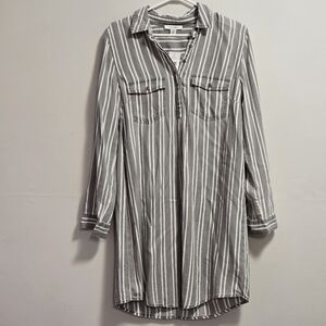 Pure Navy Striped Gray Shirt Dress Size S